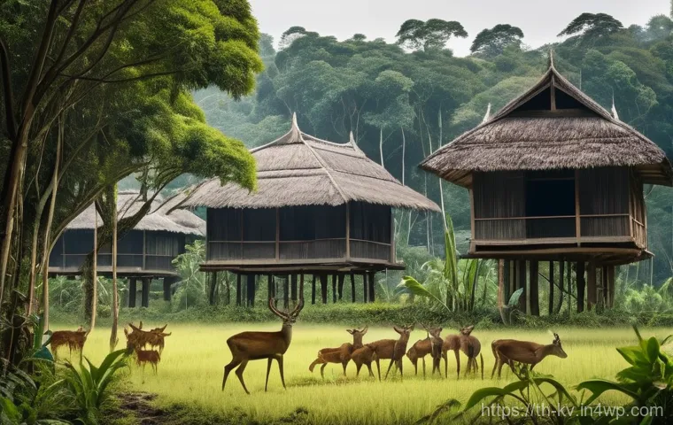 서식지 회복의 윤리적 고려사항 - **Prompt:** A vibrant scene in a lush, reforested area of rural Thailand. Thai villagers of various ...